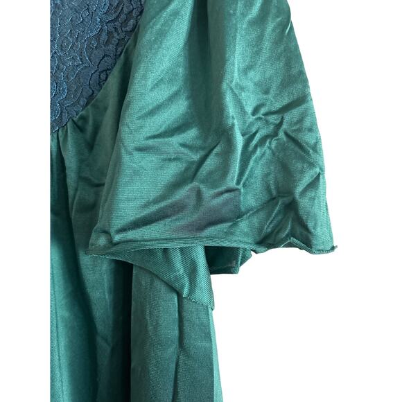 Vanity Fair Vintage 70's Lingerie Lace Sleep Shirt Emerald Green Womens Medium - Picture 6 of 7